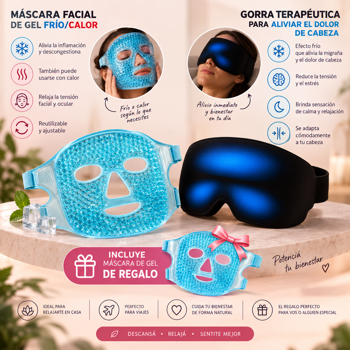 Gorra anti migrañas | Kit relajacion.
