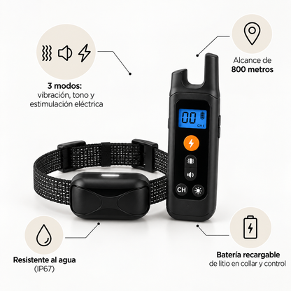 Collar antiladrido recargable a control remoto
