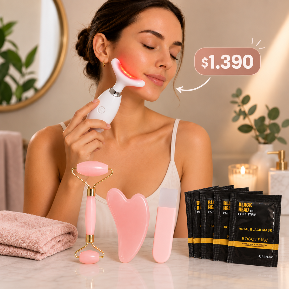 Masajeador facial LED | Kit belleza facial.
