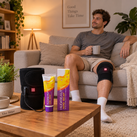 Pack recuperación muscular (rodillera térmica eléctrica + crema muscular)