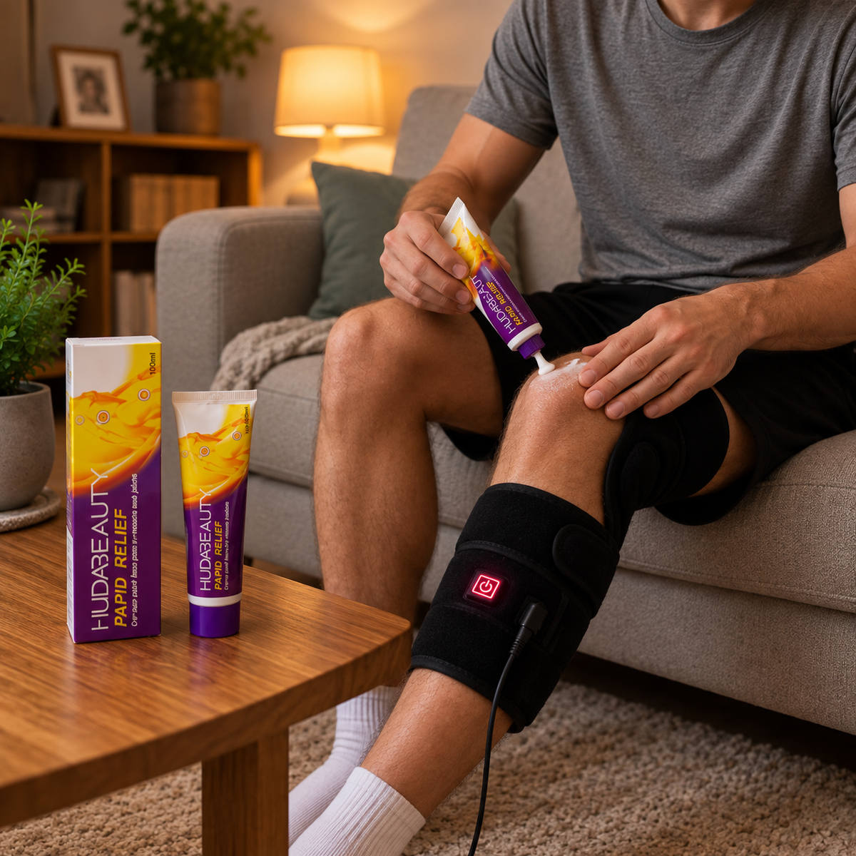 Pack recuperación muscular (rodillera térmica eléctrica + crema muscular)
